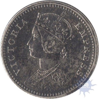 Silver Quarter Rupee Coin of Victoria Empress  of  Calcutta Mint of 1894.