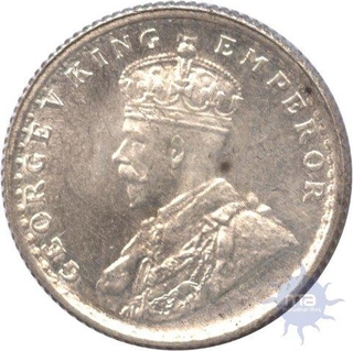 Silver Quarter Rupee Coin of King George V of Calcutta Mint of 1930.