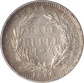 1840 Victoria Queen Half Rupee Calcutta Mint