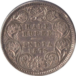 Silver  Half Rupee Coin of Calcutta Mint of Victoria Queen of 1875.