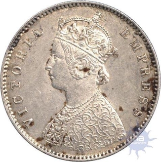 Silver Half Rupee Coin of Victoria Empress  of Calcutta Mint of 1892.