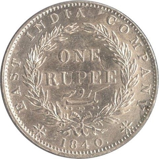 Silver One  Rupee Coin of  Victoria Queen of Calcutta Mint of 1840.