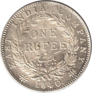 Silver One Rupee Coin  of Victoria Queen  of  Calcutta Mint of 1840.