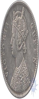 Silver One Rupee Coin of  Victoria Queen  of  Bombay Mint of 1862.