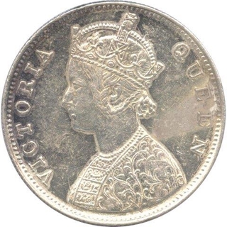 Silver One Rupee Coin of Victoria Queen  of Bombay Mint of 1862.