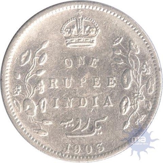 Silver One Rupee Coin of King Edward VII of Calcutta Mint of 1903.