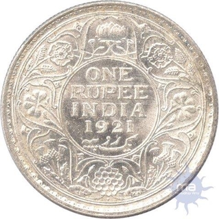 Silver Rupee Coin of King George V of  Bombay Mint of 1921.