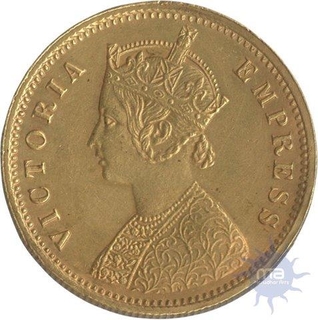 Exceedingly Rare Gold Mohur Coin  of Victoria Queen of Calcutta Mint of 1891.