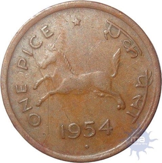 Copper One Pice Coin of Republic India of  Hyderabad Mint of 1954.