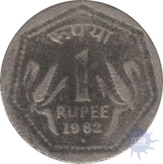 One Rupee Coin of Regular Issue of  Bombay mint of 1982.