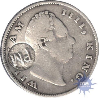 Silver One Rupee Counter Marked Coin of King William IIII of British India.