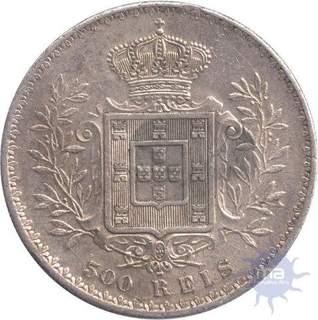 Silver Five Hundred Reis Coin of Portuguese of 1891.