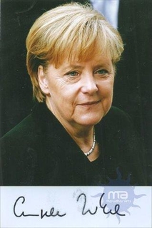 Autograph of Angela Dorothea Merkel of German politician and former research scientist.