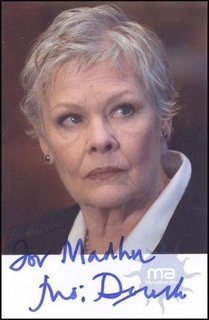 Autograph of Judi  Dench of Denchstage and television actress.