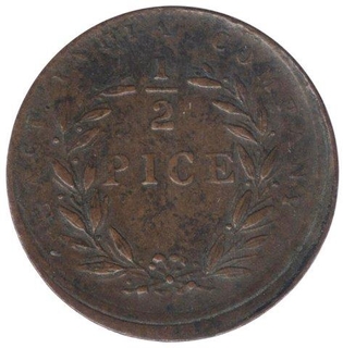 Error Half Pice Coin of East India Company of 1853.