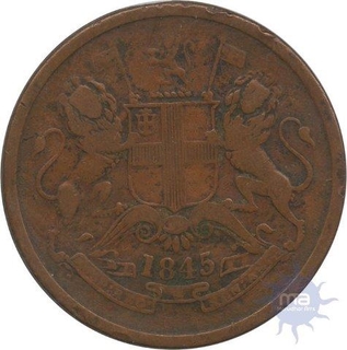 Error Brockage Lakhi Half Anna  Coin of East India Company of 1845.