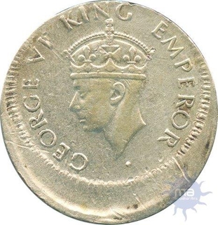 Error Silver Quarter Rupee Coin of King George VI of 1944.