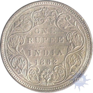 Error Silver Rupee Coin  of Victoria Queen of 1862.