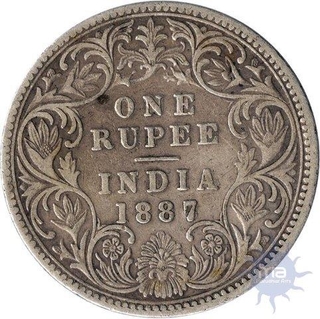 Error Silver  One Rupee Coin of Victoria Empress of Year 1883.