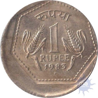 Error One Rupee Coin of  Both Side Shifted Hammering of 1983