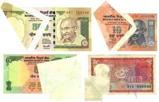 Very Rare Error Bank Notes of Two  and Five and Ten  and Five Hundred Rupees.