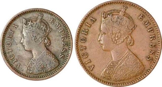 Copper One Quarter Anna and  Half Pice of Bikanir.