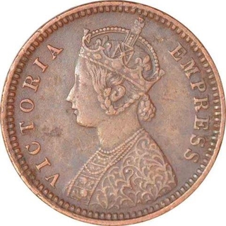 Copper One Twelfth Anna of Dewas State with the  name of Victoria Empress of 1888.