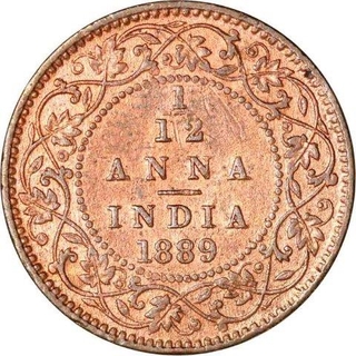 Copper One Twelfth Anna of Victoria Empress of Calcutta Mint of 1889.684