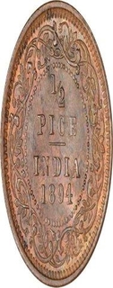 Copper Half Pice of Victoria Empress of Calcutta Mint of 1894.