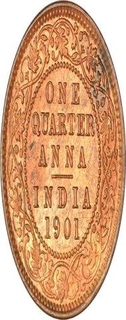 Copper One Quarter Anna of Calcutta Mint of 1901.