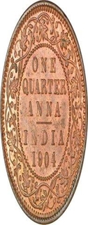 Copper One Quarter Anna of King Edward VII of Calcutta Mint of 1904.