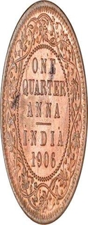 Copper Quarter Anna of King Edward VII of Calcutta Mint of 1906.