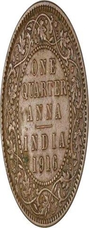 Bronze One Quarter Anna of King George V of Calcutta Mint of 1916.