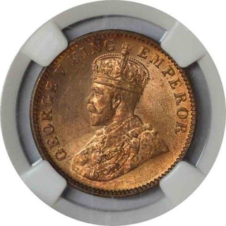 Copper Quarter Anna of George V of Calcutta mint.