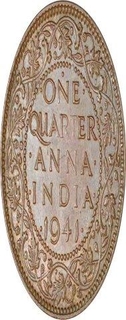 Copper One Quarter Anna of King George VI of Bombay Mint of 1941.