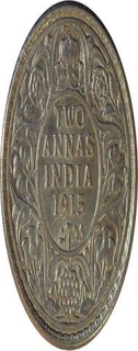 Silver Two Annas of King George V of Bombay Mint of 1915.