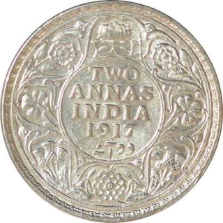 Silver Two Annas of King George V of Calcutta Mint of 1917.