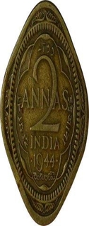 Nickel Brass Two Annas of King George VI of Calcutta Mint of 1944.