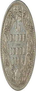 Silver Quarter Rupee of Victoria Empress of Bombay Mint of 1884.