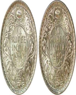 Lot of Two Silver Quarter Rupee of Bombay Mint of 1940.