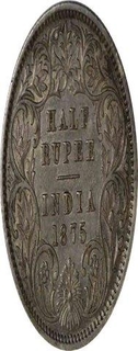 Silver Half Rupee of Victoria Queen of Calcutta Mint of 1875.