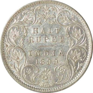 Silver Half Rupee of Victoria Empress of Bombay Mint of 1899.