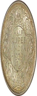 Silver Half Rupee of King George VI of Bombay Mint of 1939.