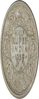 Silver Half Rupee of King George VI of Bombay Mint of 1939.