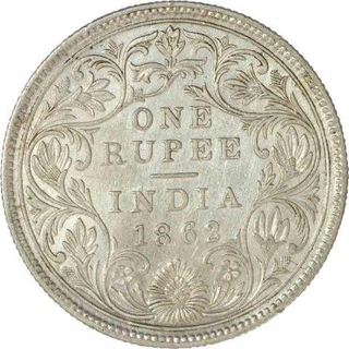 Silver Rupee of Victoria Queen of Calcutta Mint of 1862.