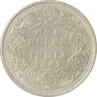 Silver Rupee of Victoria Queen of Bombay Mint of of 1862.