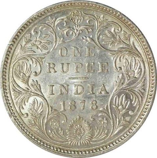 Silver  Rupee of Victoria Empress of Bombay Mint of 1878.