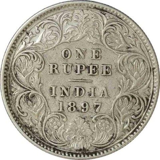 Silver Rupee of Victoria Empress of Calcutta Mint of 1897.