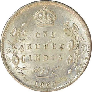 Silver Rupee of King Edward VII of Calcutta Mint of 1904.