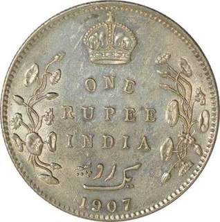 Silver Rupee of King Edward VII of Bombay Mint of 1907.